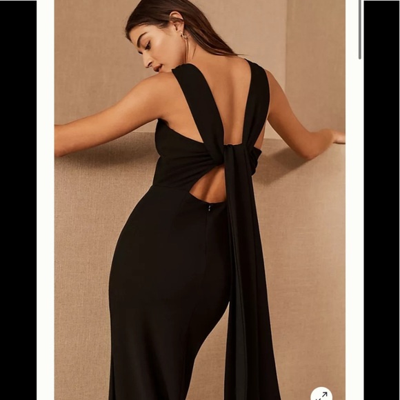 NWT BHLDN London Crepe Tie Back Dress Black Size 8 - Picture 3 of 17